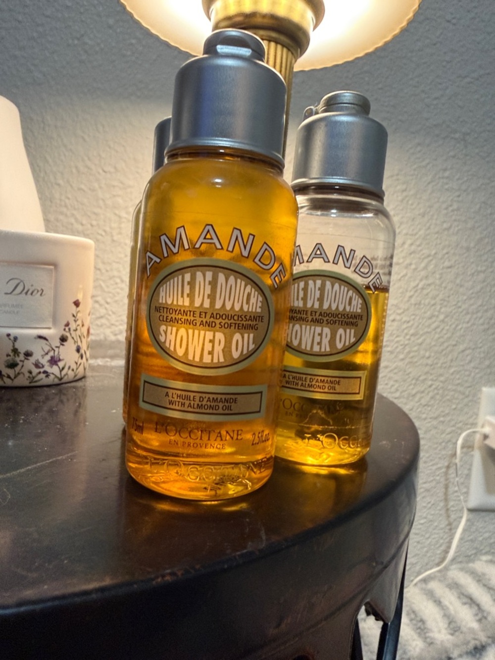 L'OCCITANE Almond Shower Oil Trio - Gold Bottles with Silver Caps - Picture 3 of 3